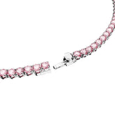 Matrix Tennis necklace, Round cut, Pink, Rhodium plated